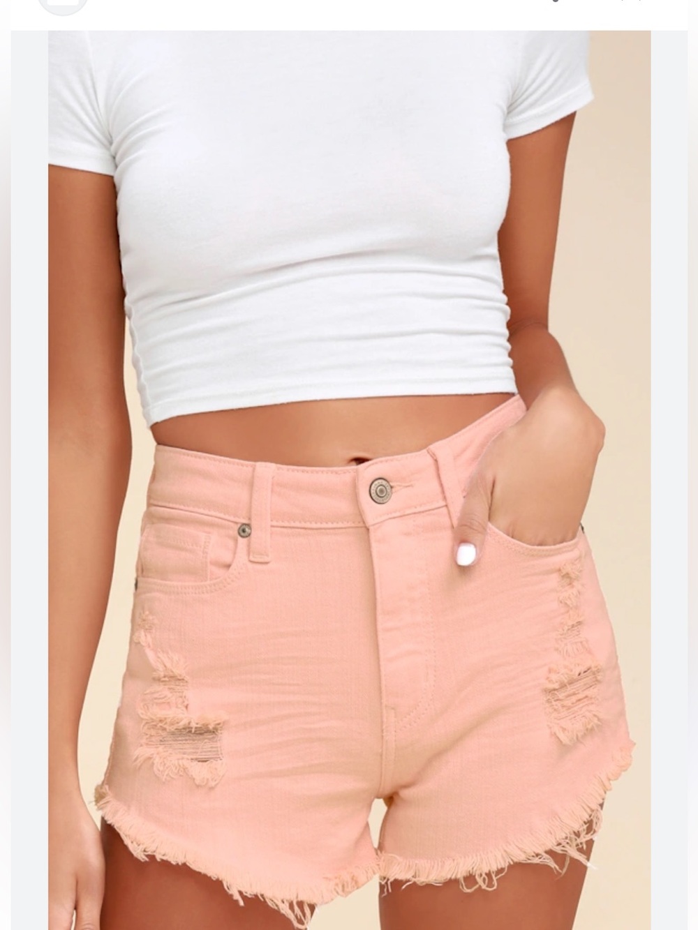 J Brand Coral Pink Distressed Denim Cutoff Shorts